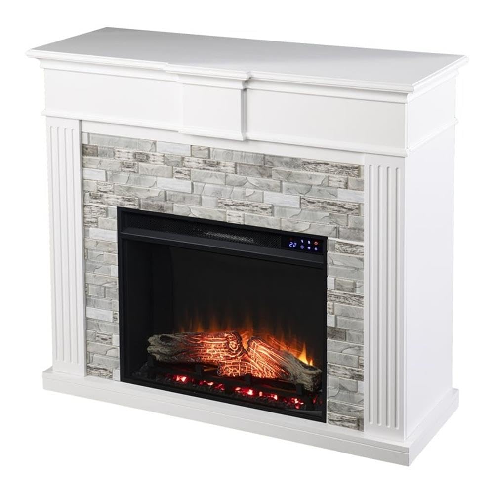Bondale Touch Screen Electric Fireplace with Faux Stone Surround