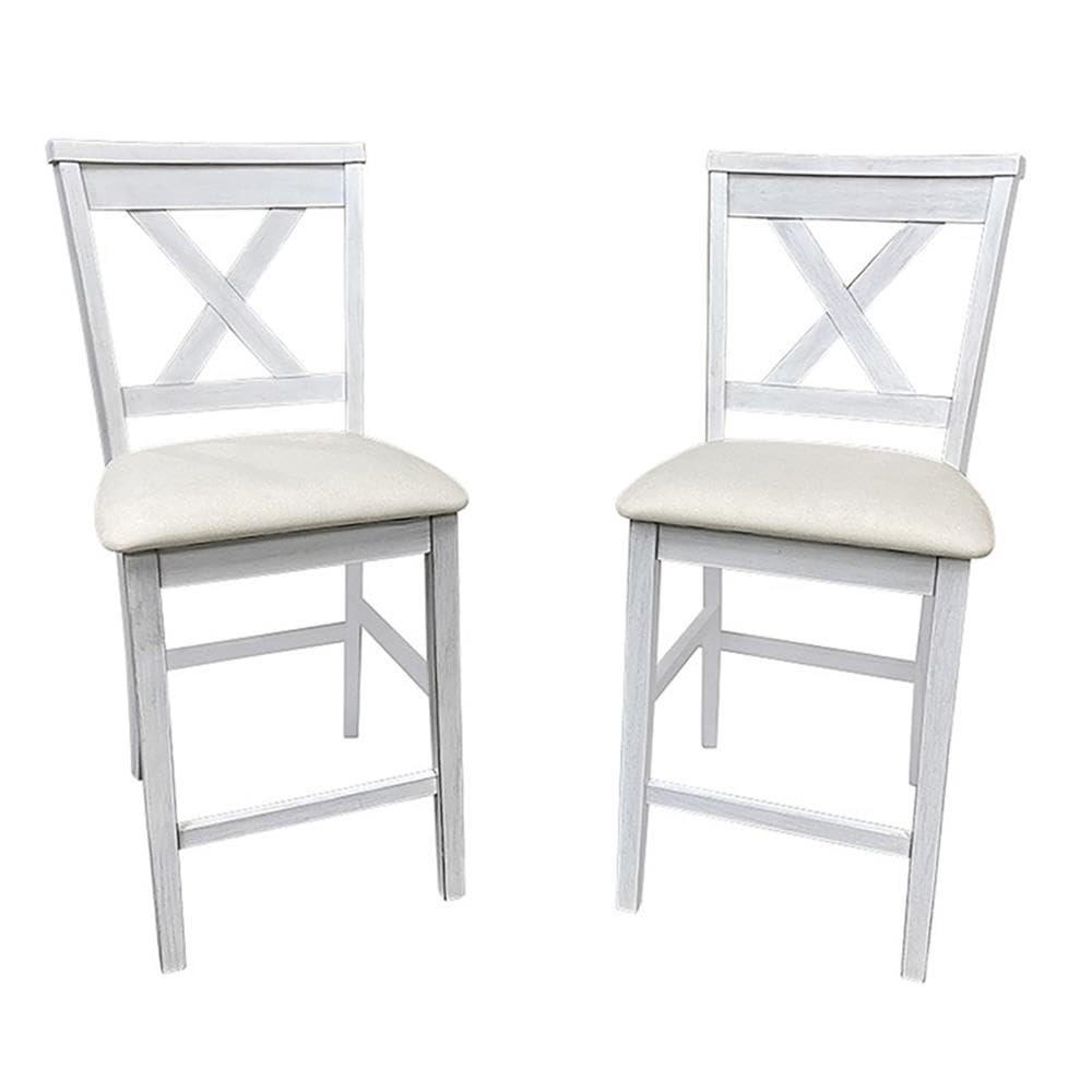 X-Back Counter Stools - Set of 2 - Antique White/White