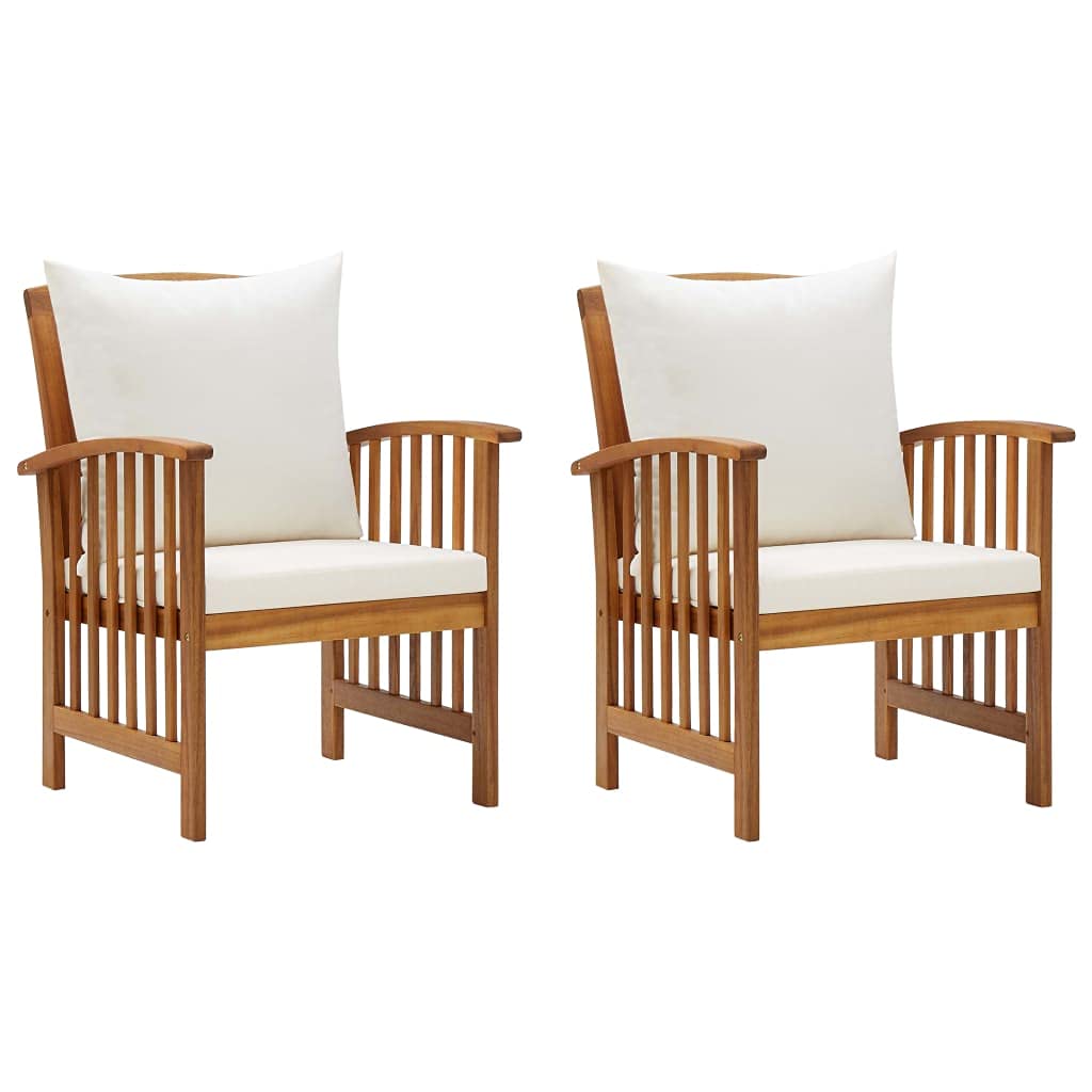 vidaXL Garden Chairs with Cushions 2 pcs Solid Acacia Wood