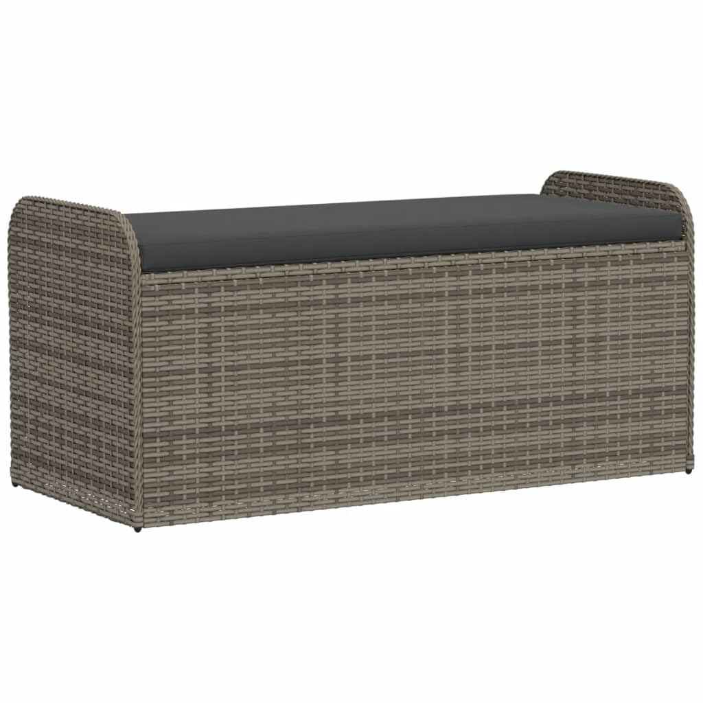 vidaXL Storage Bench with Cushion Gray 45.3x20.1"x20.5" Poly Rattan"