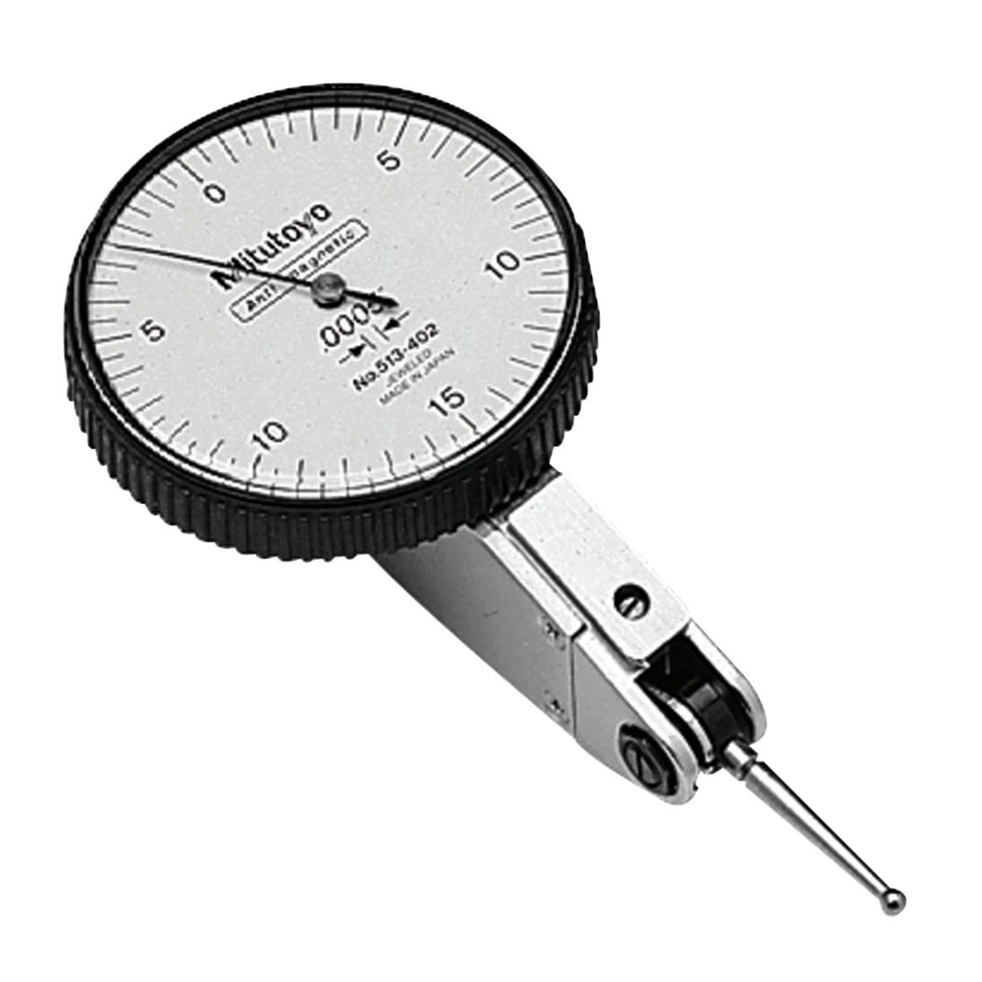 Mitutoyo 513-403-10T Dial Test Indicator Full Set Standard .008 In, 0-0.0008 In, L .0001 In Accuracy, 0001 In, Carbide
