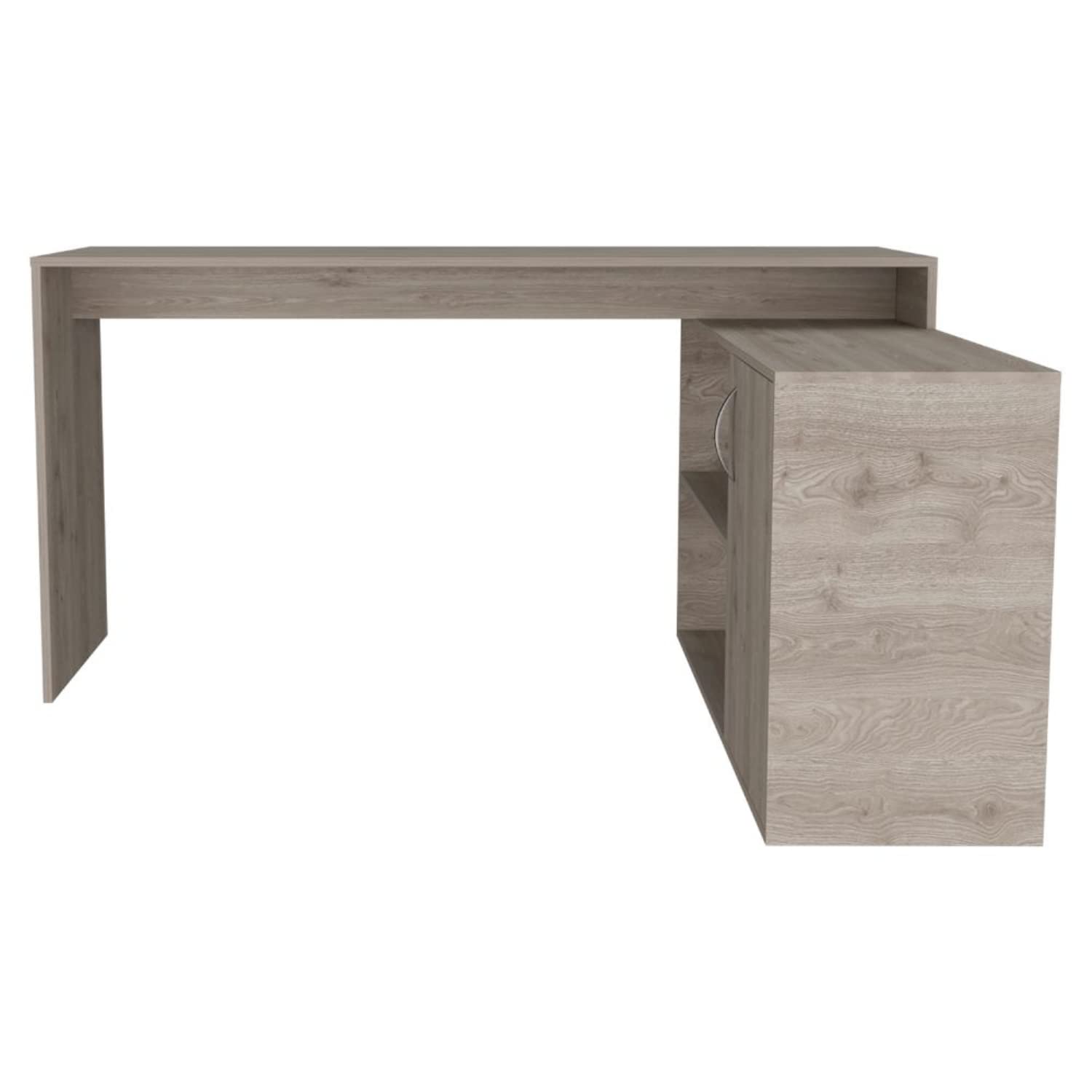 DEPOT E-SHOP Pearl Desk, L-Shaped, One-Door Cabinet, Two Shelves-Light Grey, For Office