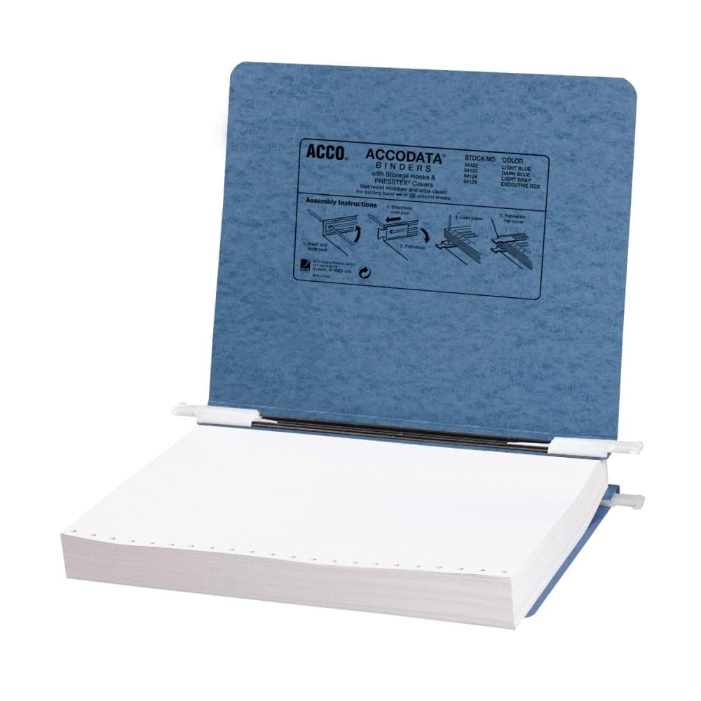 ACCO Pressboard Hanging Data Binder, 8.5 x 11 Inches Unburst Sheets, Light Blue (54122)