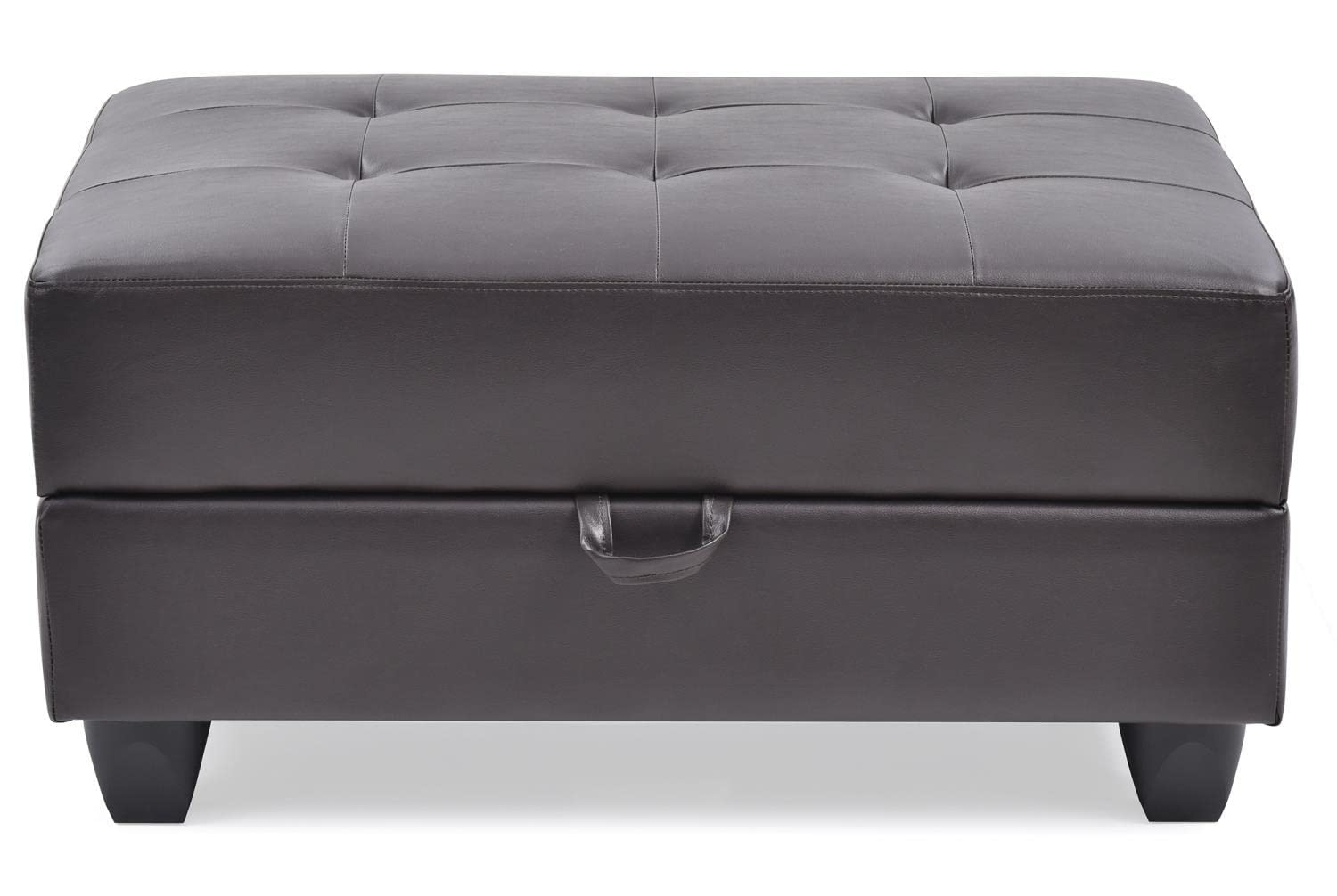 Revere Cappuccino Faux Leather Upholstered Storage Ottoman