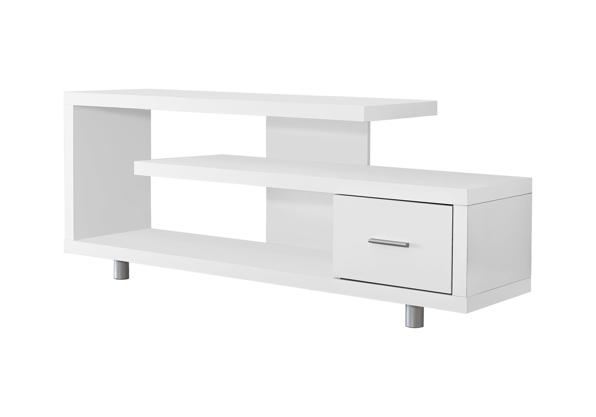 Tv Stand, 60 Inch, Console, Media Entertainment Center, Storage Cabinet, Living Room, Bedroom, Laminate, White, Contemporary, Modern