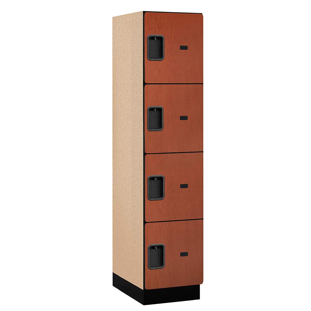 18 Wide Four Tier Designer Wood Locker - 1 Wide - 6 Feet High - 21 Inches Deep - Cherry