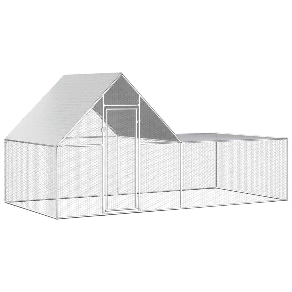 vidaXL Chicken Coop 13.1x6.6x6.6 Galvanized Steel