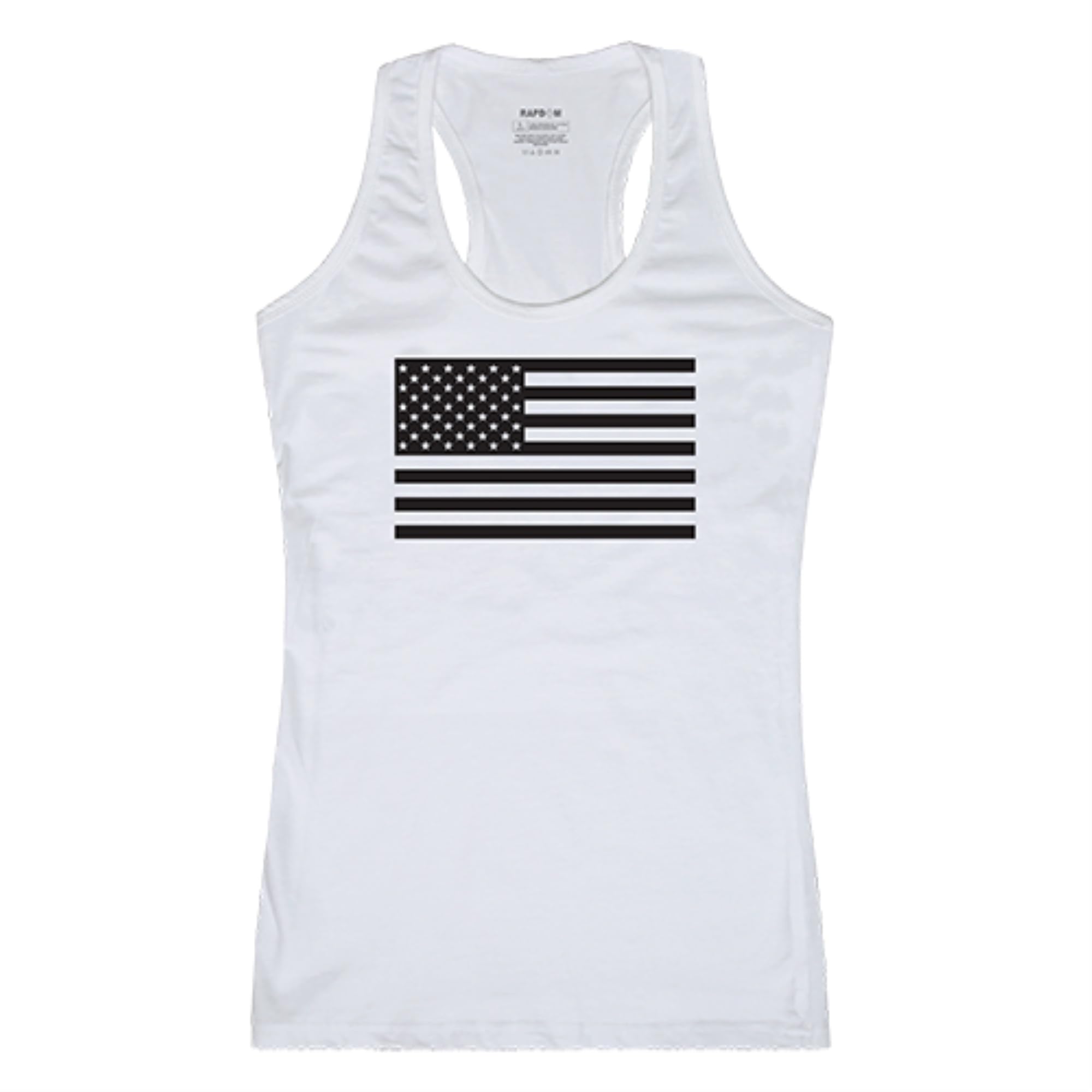 Womens Graphic Tank, Tonal Flag, White, L