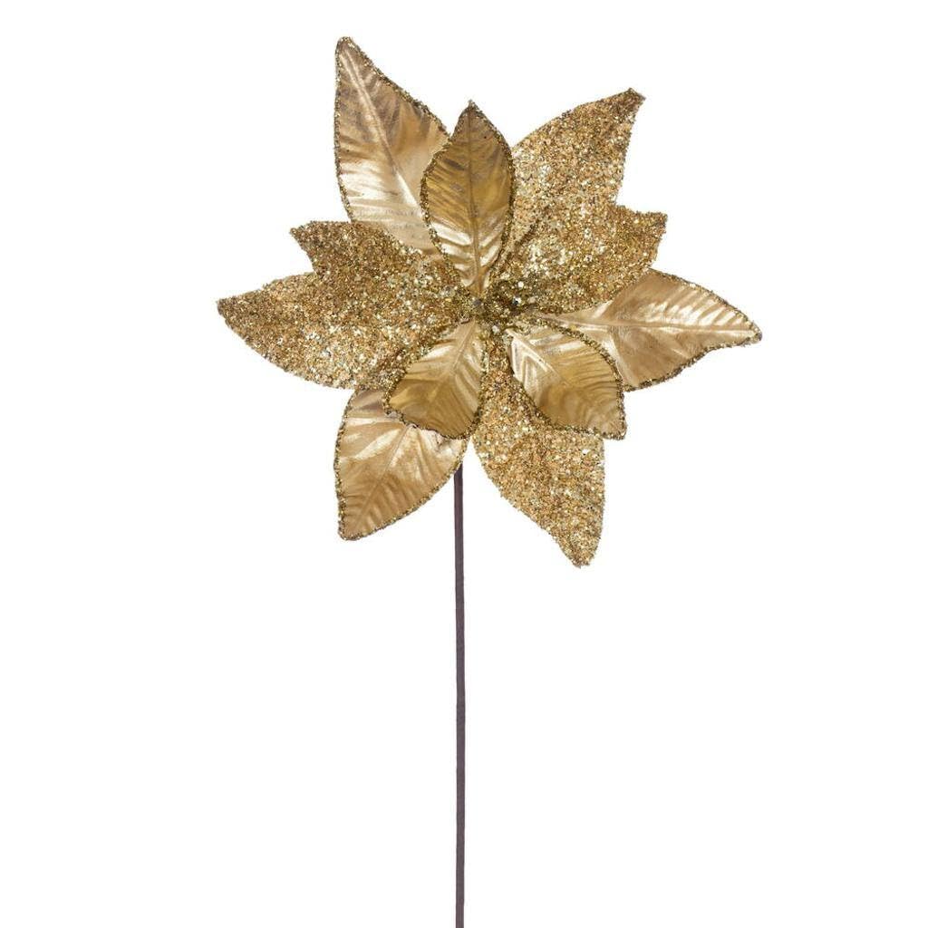 Casafoyer 21.5” Gold Poinsettia 11” Flower 6/Bag - (Pack Of 2)