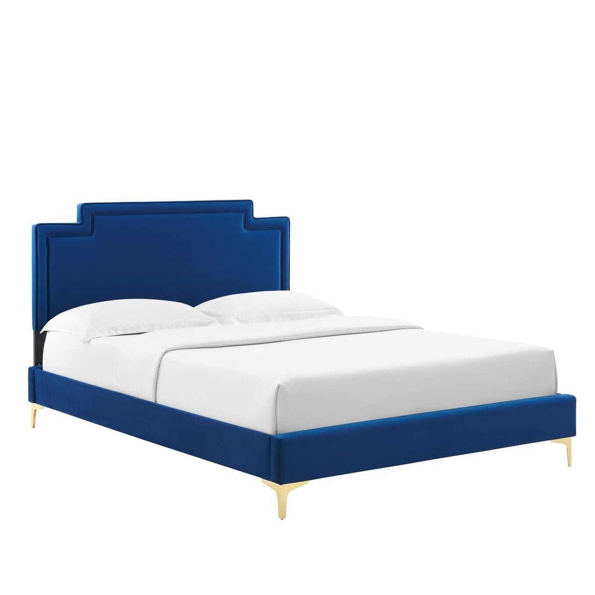 Modway Liva Performance Velvet Full Bed In Navy