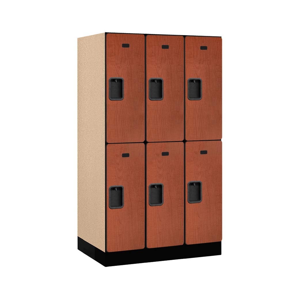 12 Wide Double Tier Designer Wood Locker - 3 Wide - 5 Feet High - 21 Inches Deep - Cherry