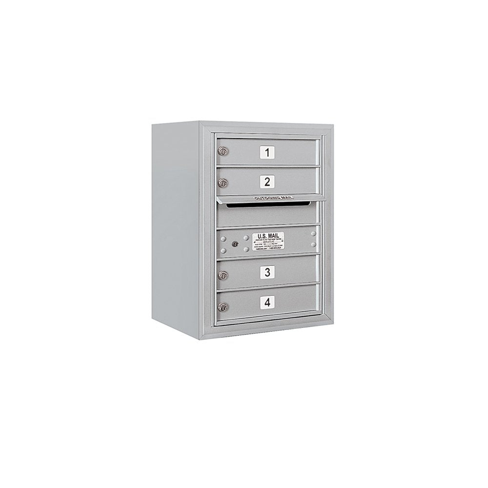 6 Door High Surface Mounted 4C Horizontal Mailbox with 4 Doors in Aluminum with Private Access