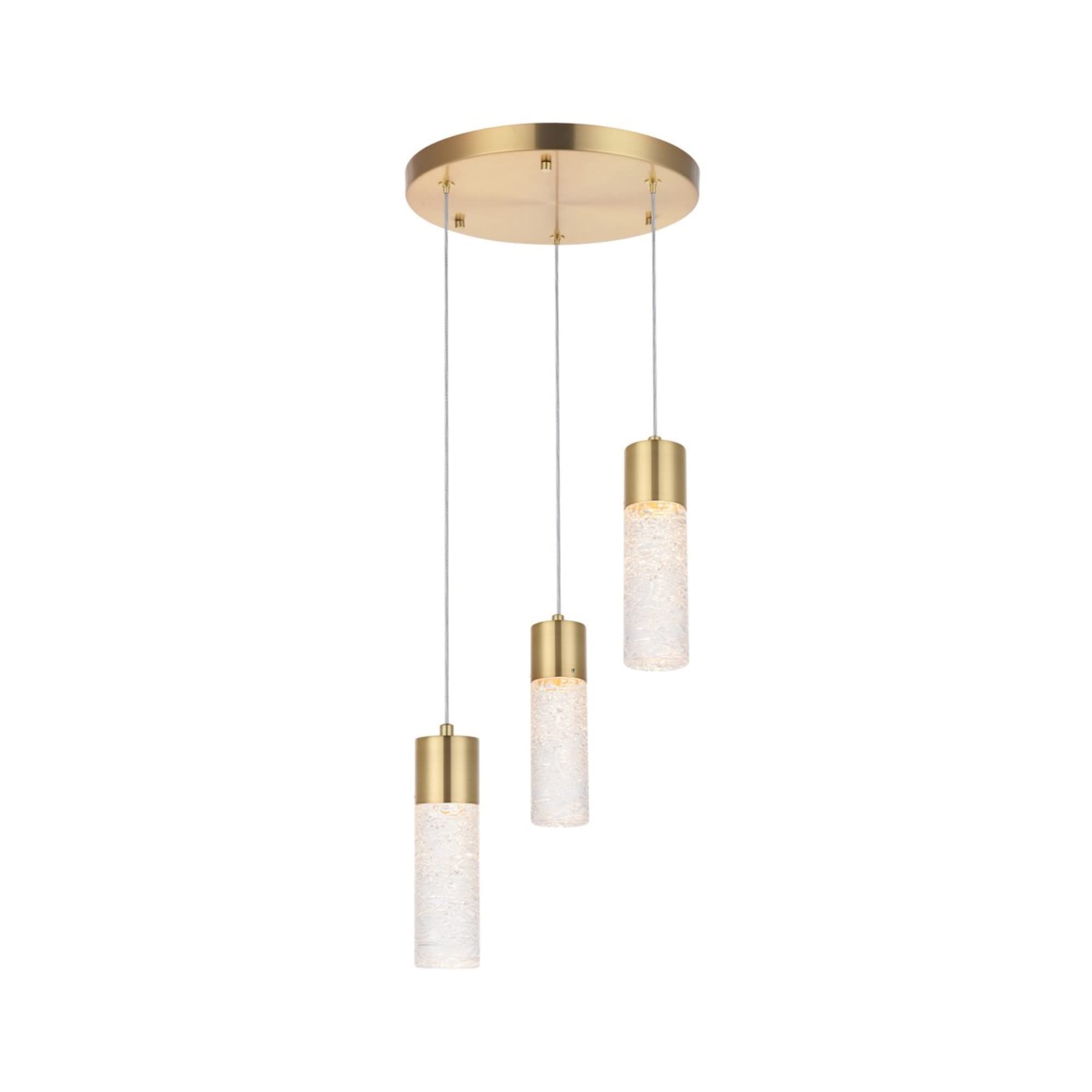Elegant Lighting Luxurious Constellation 3 Light Led Modern Ceiling Pendant For Living Room, Bedroom & Hallway, Gold