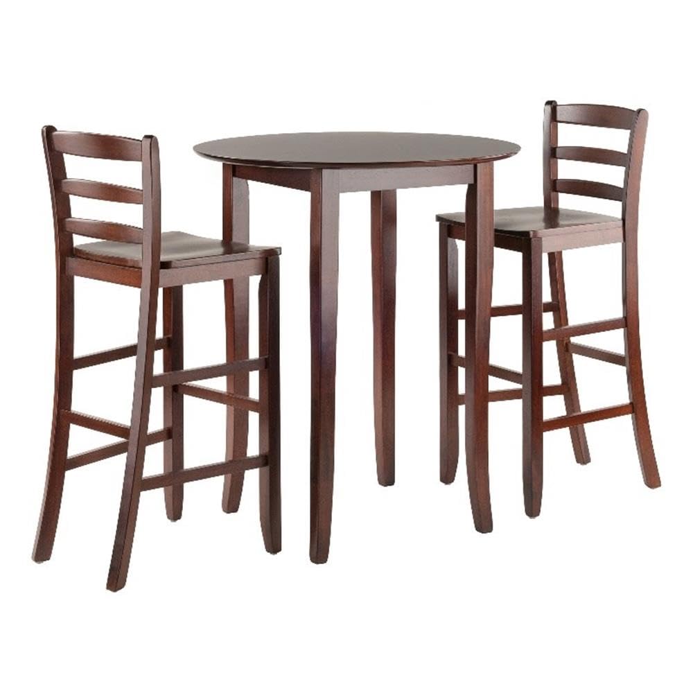 Fiona 3-Pc High Table with Ladder-back Bar Stools, Walnut