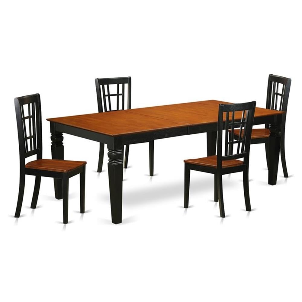 5  PC  Kitchen  Table  set  with  a  Dining  Table  and  4  Kitchen  Chairs  in  Black  and  Cherry