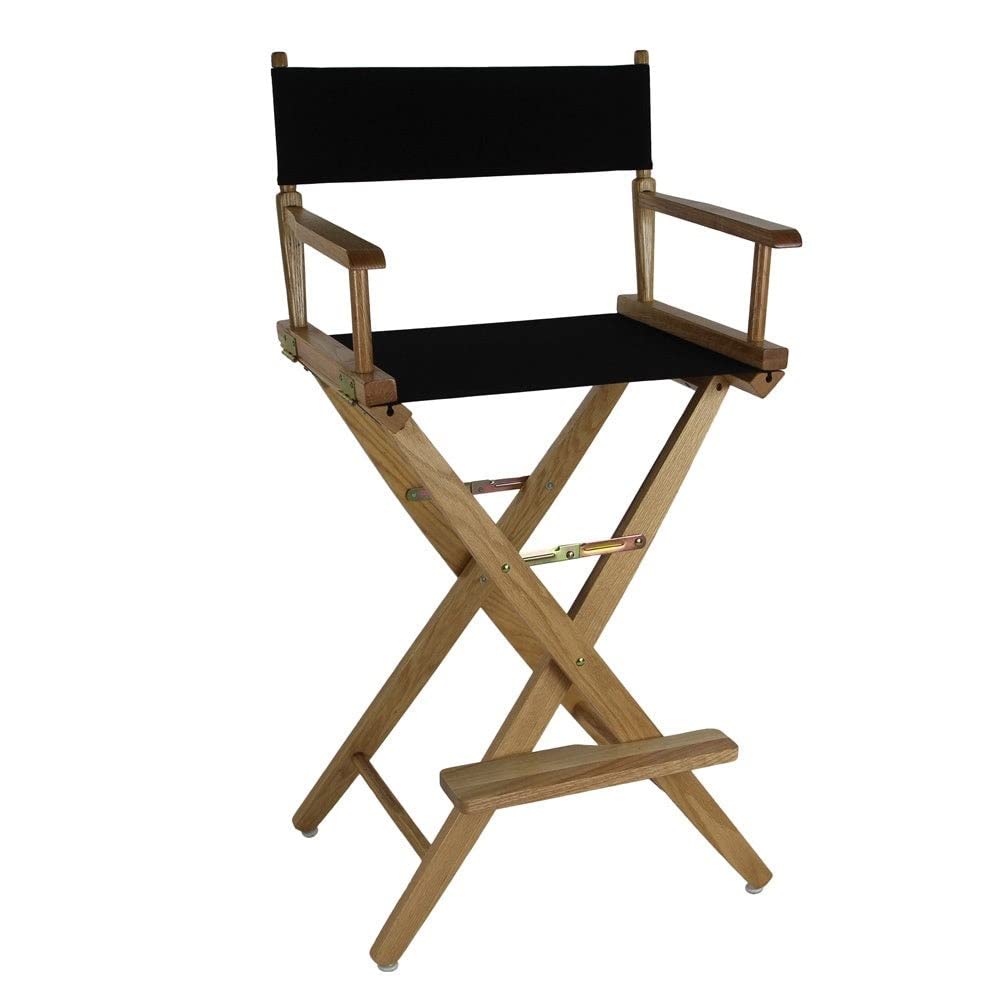 Extra-Wide Premium 30  Directors Chair Natural Frame W/Black Color Cover