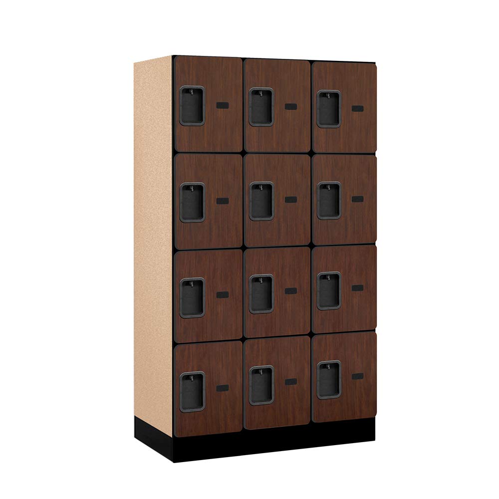 12 Wide Four Tier Designer Wood Locker - 3 Wide - 5 Feet High - 18 Inches Deep - Mahogany
