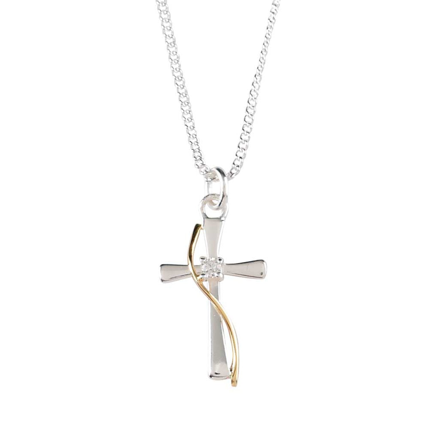 Silver Plated Flare Cross Necklace