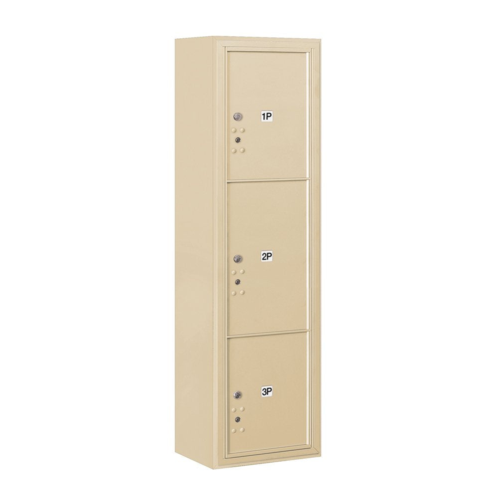 Maximum Height Surface Mounted 4C Horizontal Parcel Locker with 3 Parcel Lockers in Sandstone with Private Access