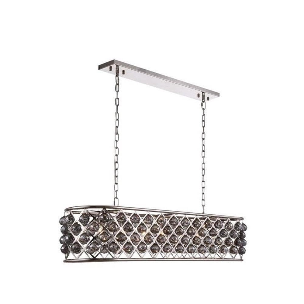 Madison 7 light polished Nickel Chandelier Silver Shade (Grey) Royal Cut Crystal
