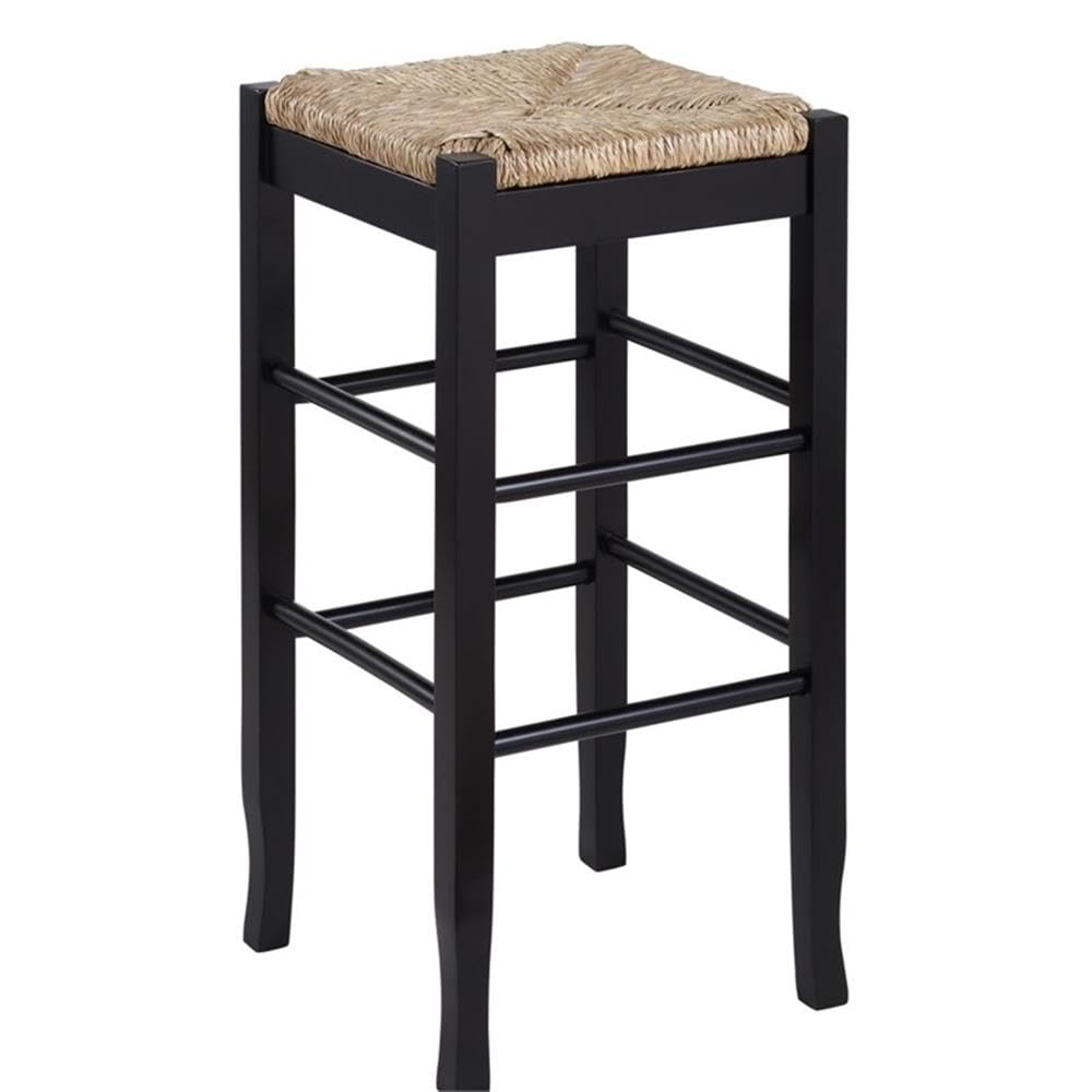 Boraam Square Rush Backless Kitchen Bar Stool - Black Brushed