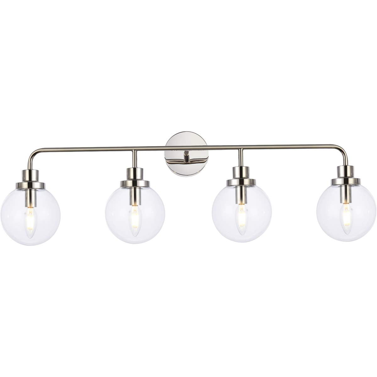 Living District Indoor Modern Home Decorative Bright Ceiling Hanson 4 Lights Bath Sconce In Polished Nickel With Clear Shade