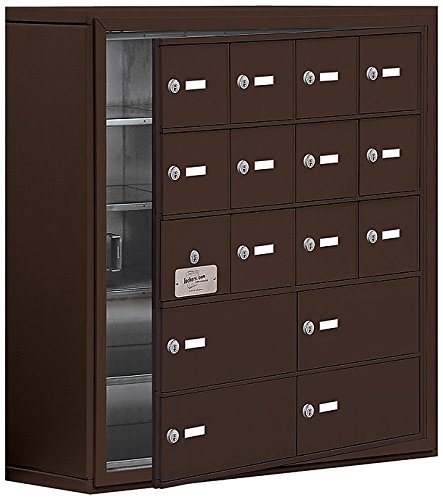 Surface Mounted Cell Phone Locker with 12 A Doors (11 usable) 4 B Doors  in Bronze - Keyed Locks