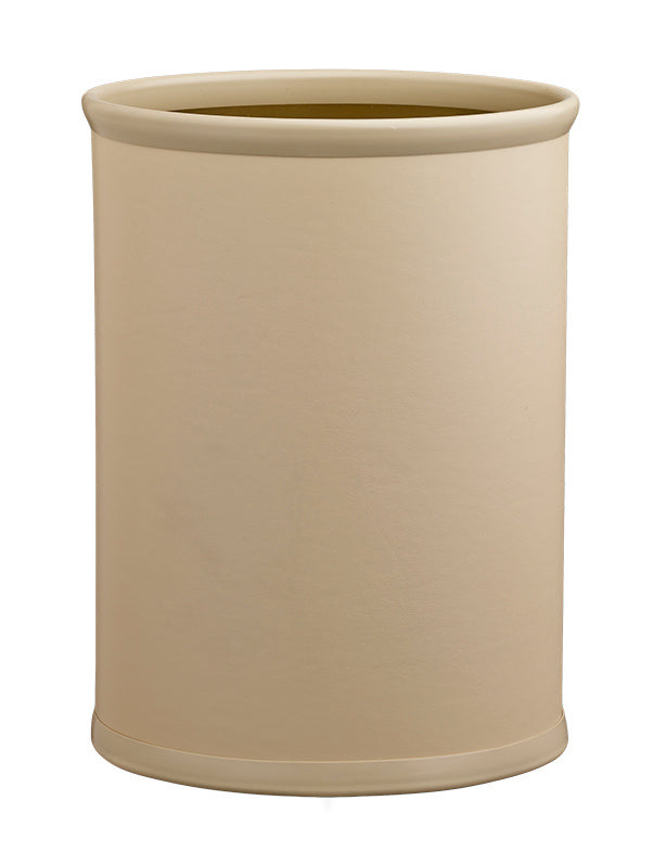 Contempo Beige 14 Inches Oval Waste Basket Dk. Brown Bumper