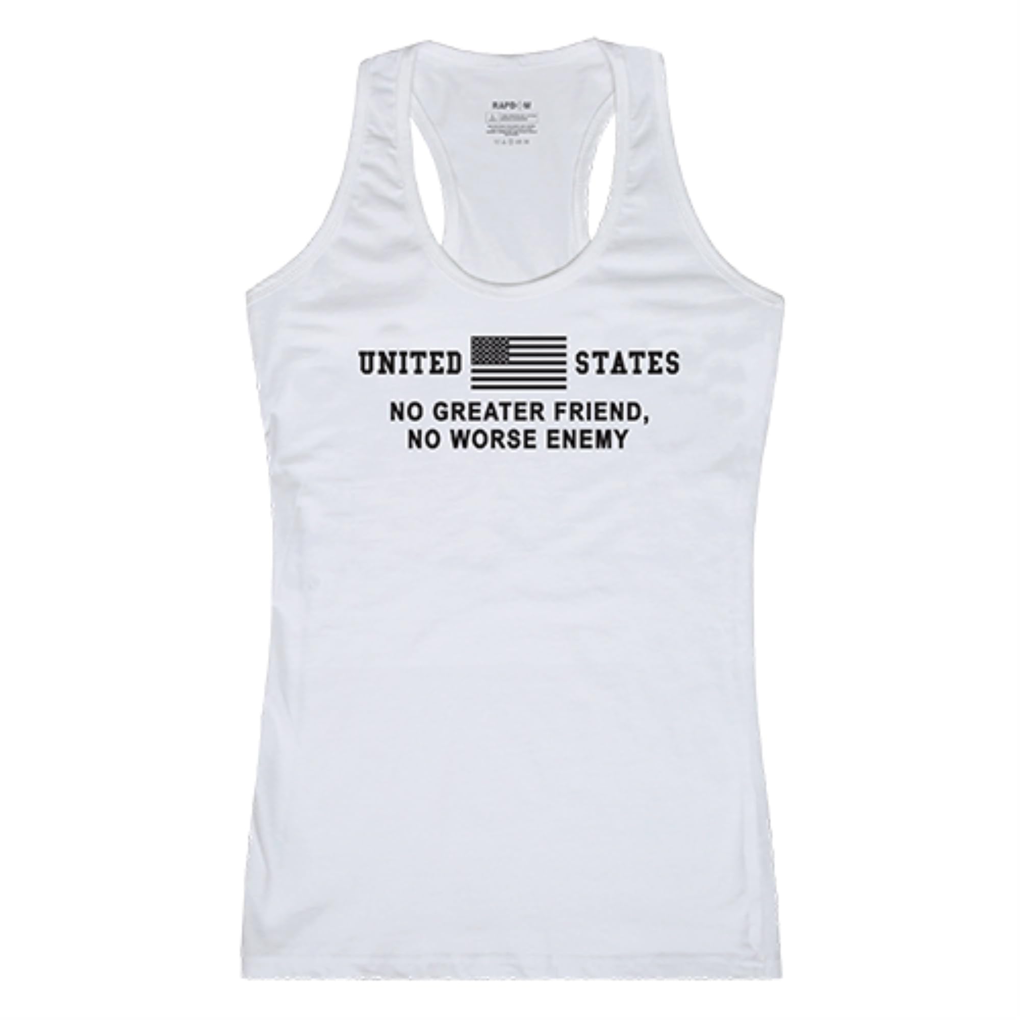 Womens Graphic Tank, No Greater, White, L