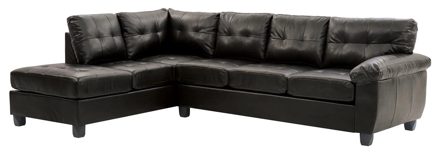 Gallant 111 in. W 2-piece Faux Leather L Shape Sectional Sofa in Black