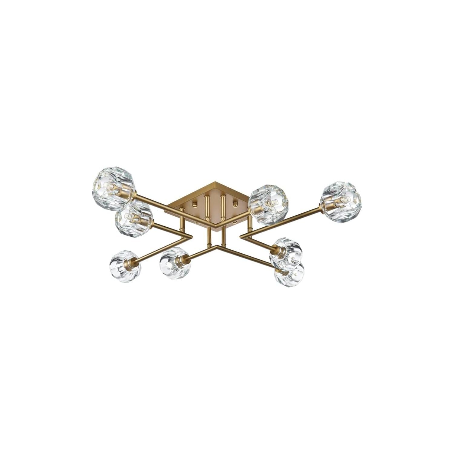 Elegant Lighting Eren 8-Light Metal & Crystal Flush Mount In Satin Gold/Clear
