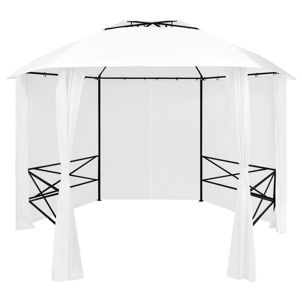 vidaXL Garden Marquee with Curtains 141.7x122.8??104.3??White 180 g/m?