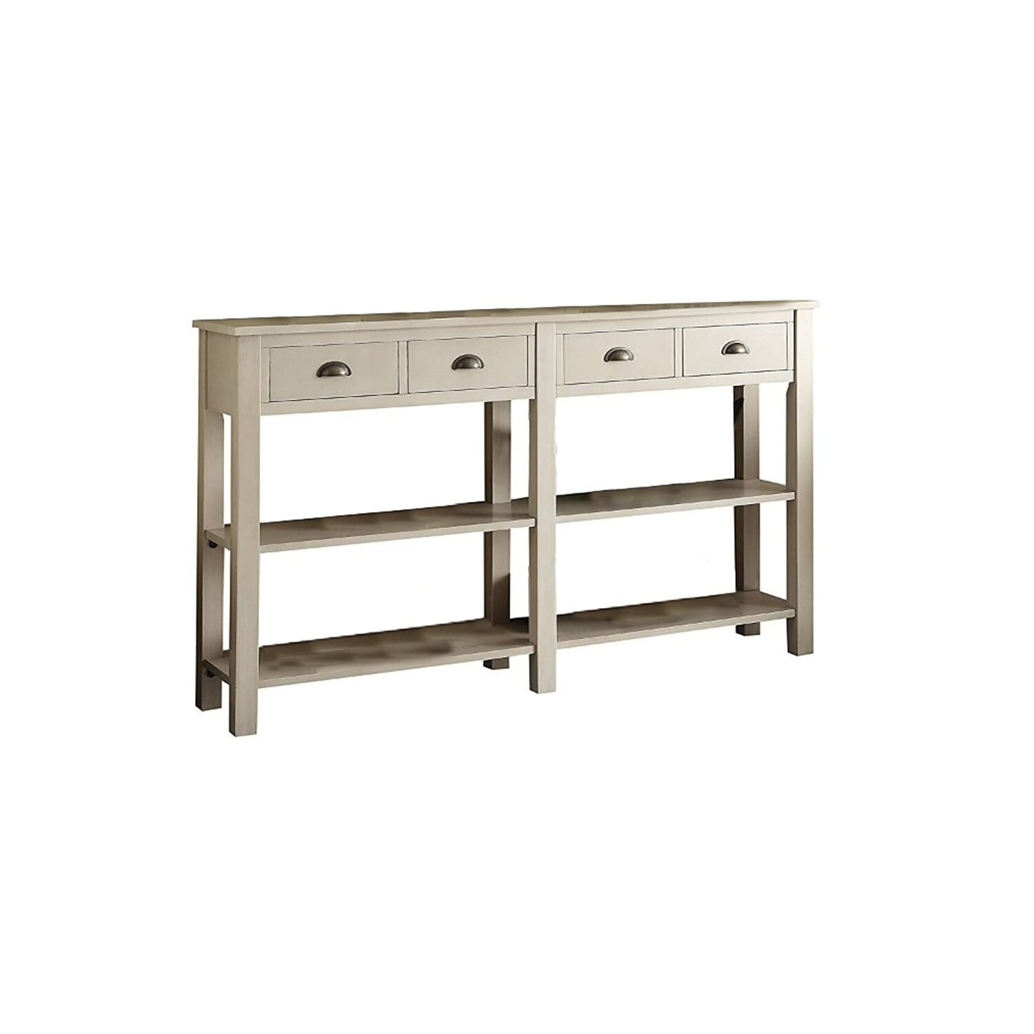 Benjara Benzara Grand Wooden Storage Console Table, Cream