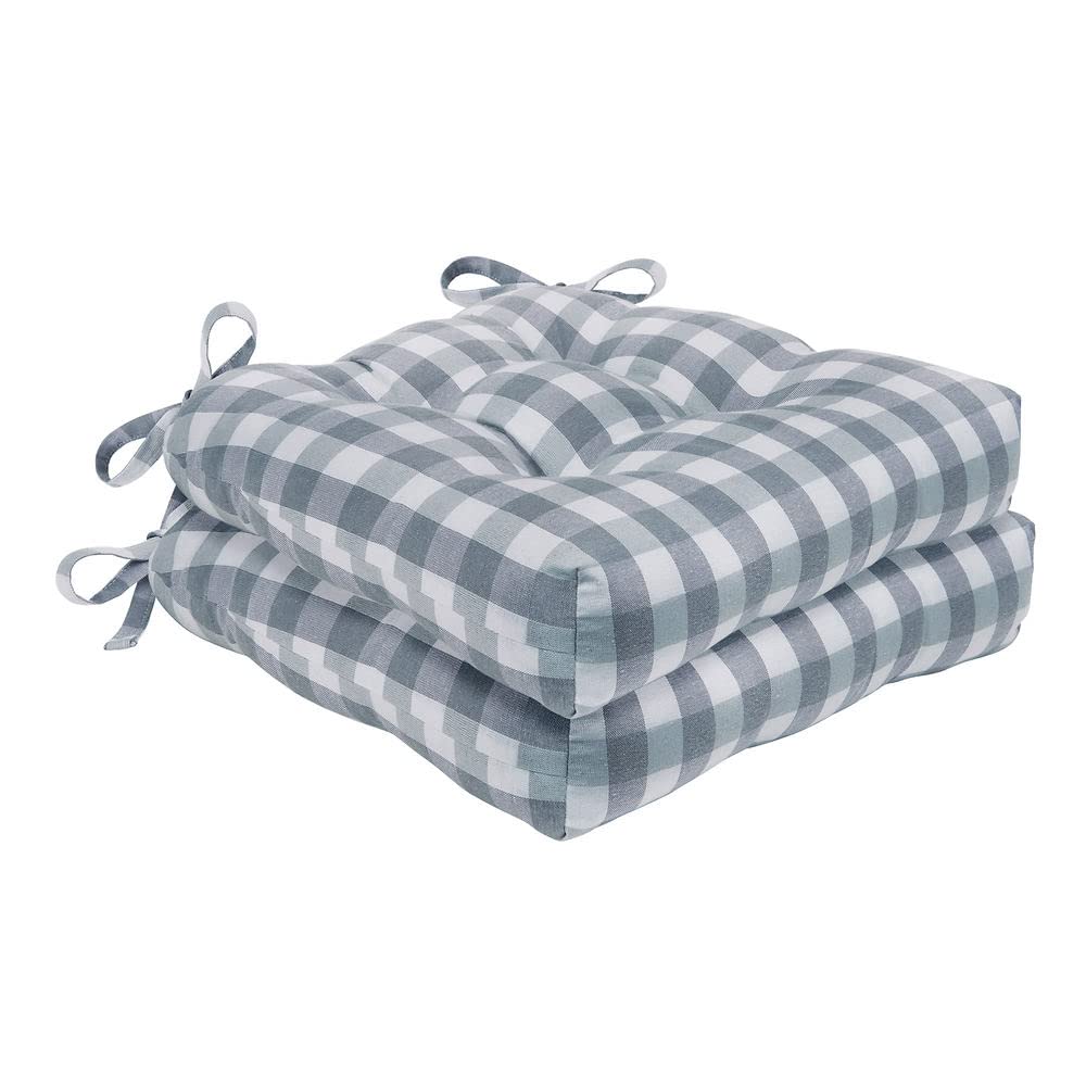 Buffalo Check Tufted Chair Seat Cushions - Grey - Set of Two