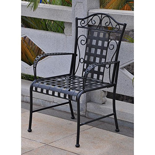 Mandalay Iron Lattice Lawn Chairs (Set of 2) - Antique Black
