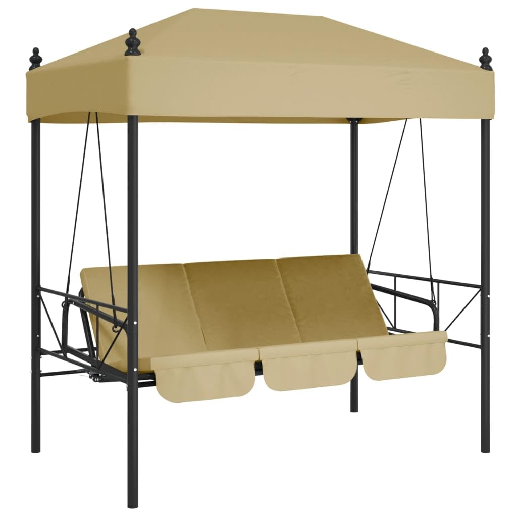 vidaXL Patio Swing Bench with Canopy SandSteel