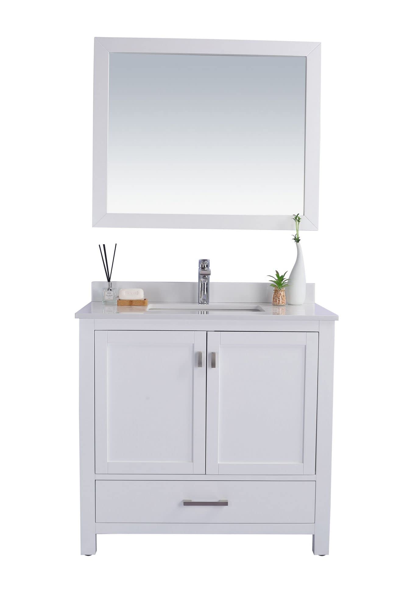 Wilson 36 - White Cabinet + White Quartz Countertop
