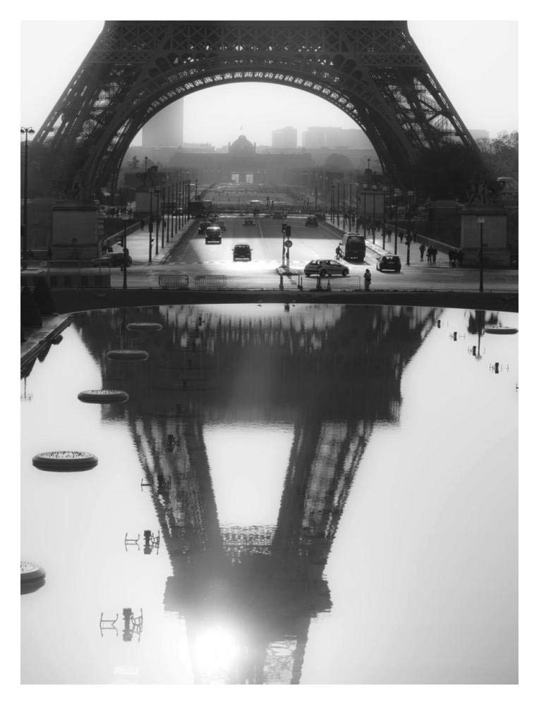 The Eiffel tower reflected, Paris-Paper Art-14x18”