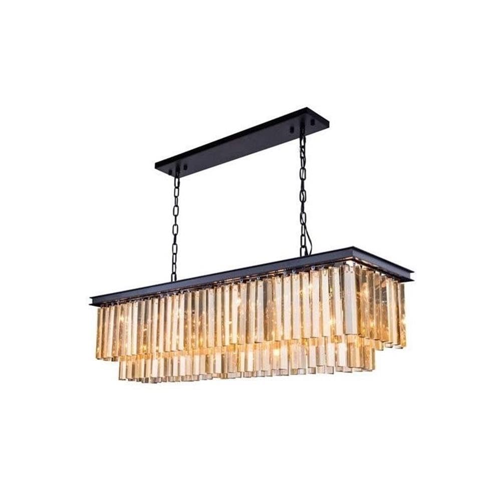 Sydney 12 light Matte Black Chandelier Golden Teak (Smoky) Royal Cut Crystal