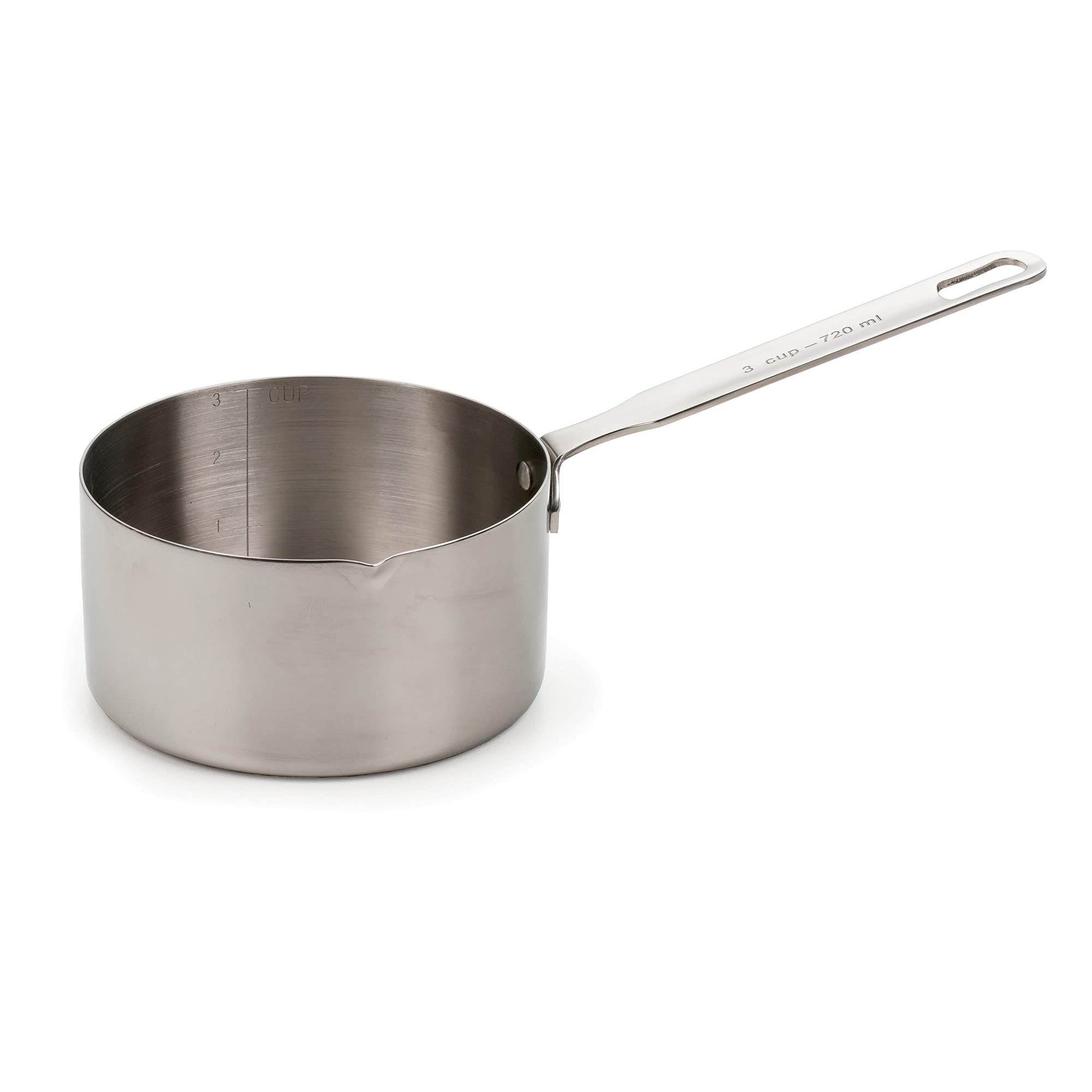 Rsvp International Endurance Stainless Steel Measuring Pan Scoop, 3 Cups  Dry Or Liquid  Baking Or Cooking  Ideal For Melting Bu