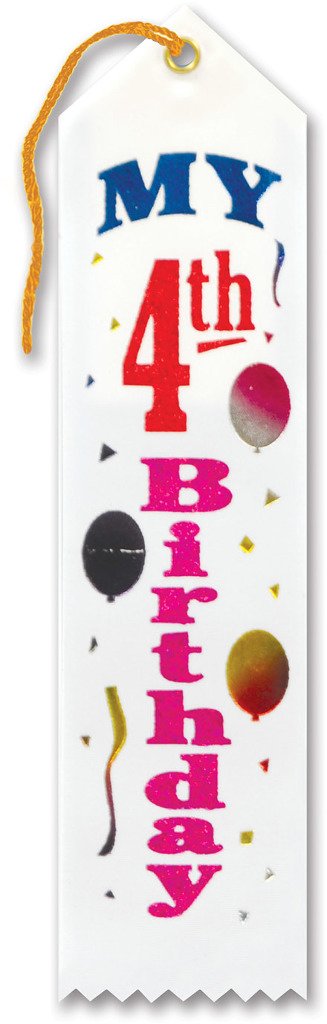 My 4th Birthday Award Ribbon (Pack of 6)