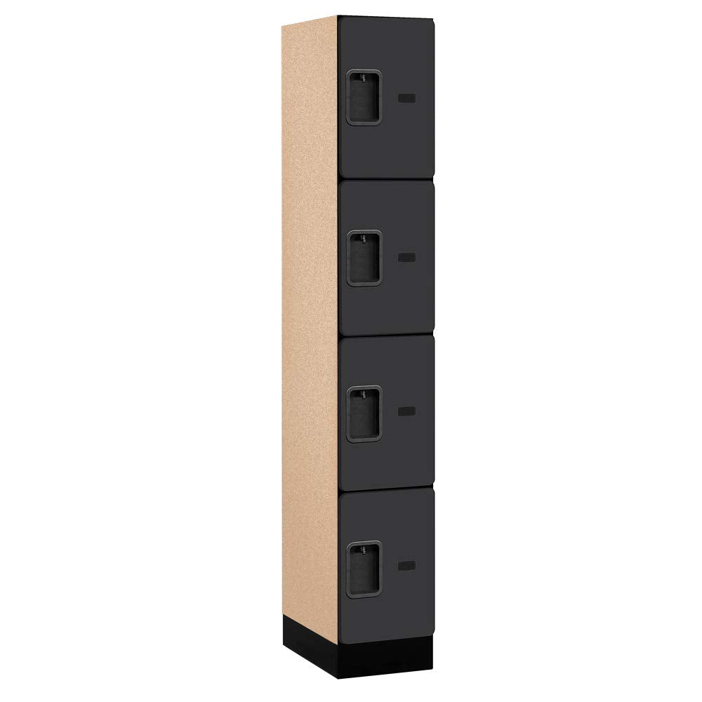 12 Wide Four Tier Designer Wood Locker - 1 Wide - 6 Feet High - 18 Inches Deep - Black