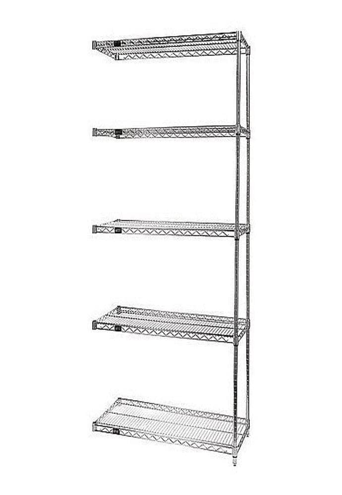 Quantum Storage Systems Wire 5 Shelf ADD-ON KIT Stainless 74in