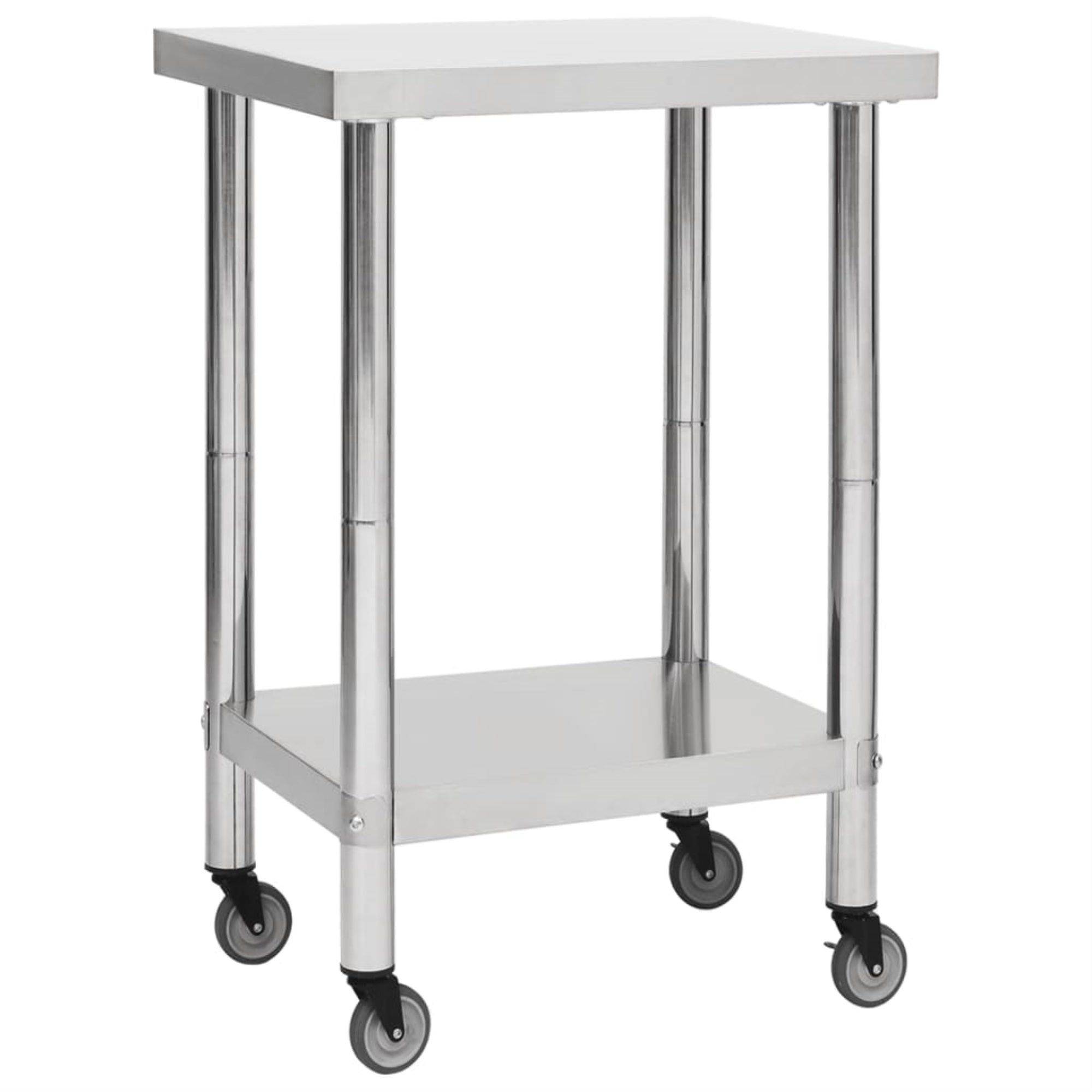 Vidaxl Kitchen Work Table With Wheels 23.6'X23.6'X33.5' Stainless Steel