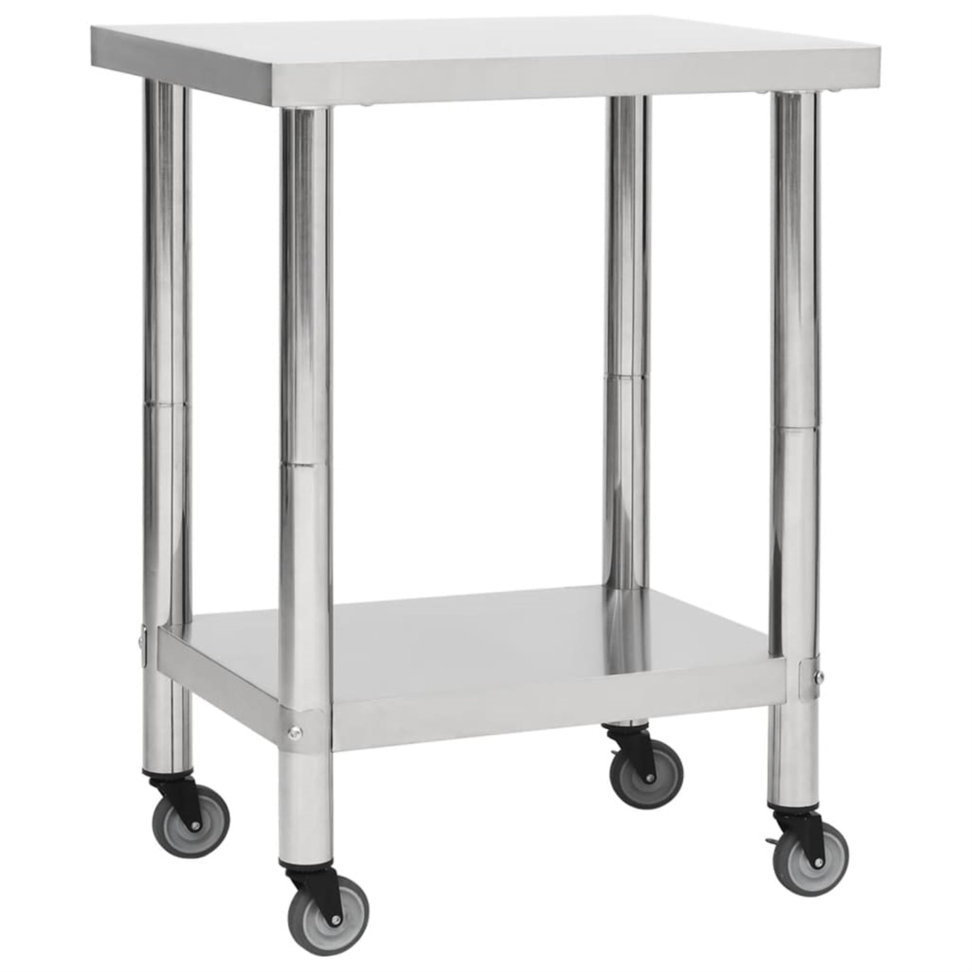 Vidaxl Kitchen Work Table With Wheels 31.5'X11.8'X33.5' Stainless Steel