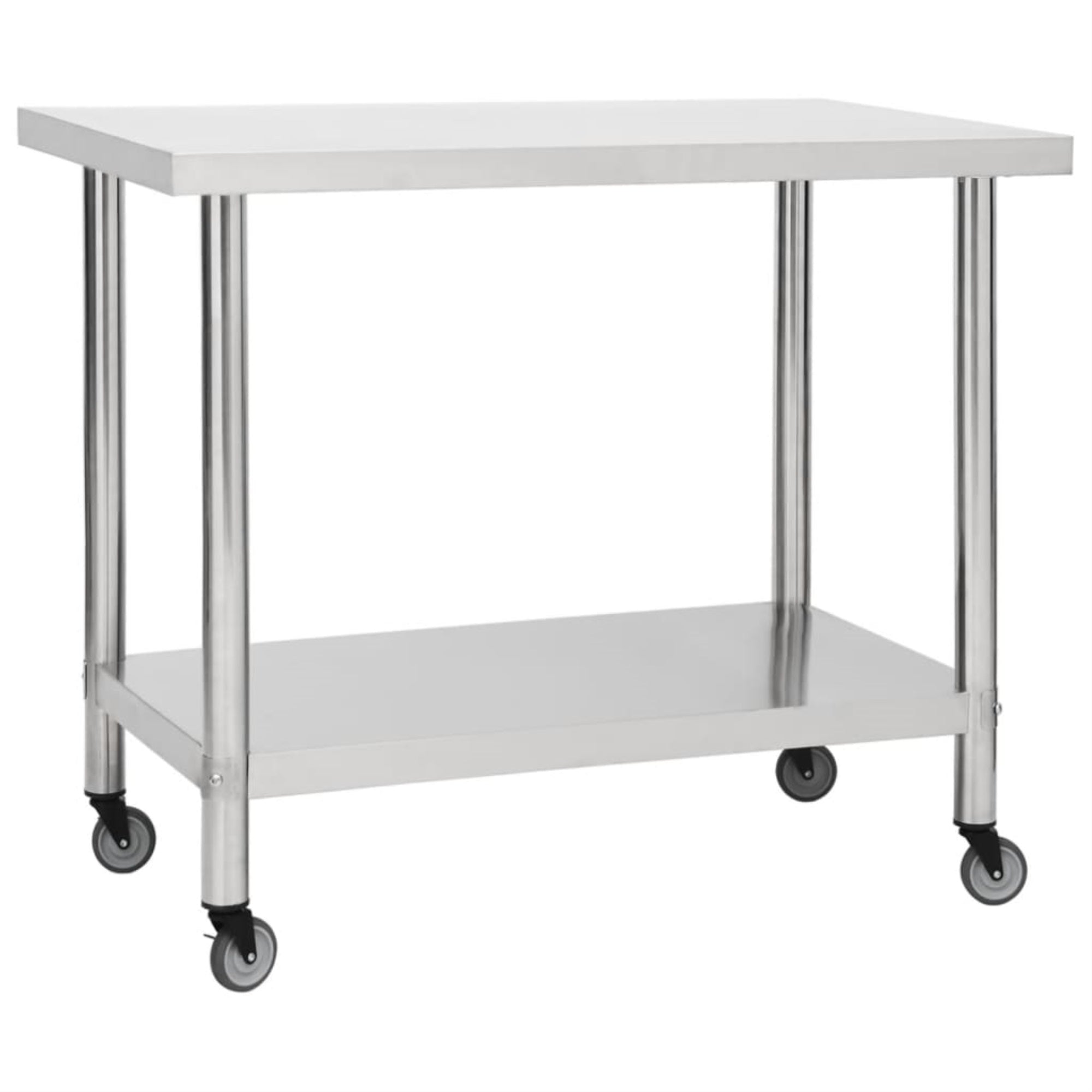 Vidaxl Kitchen Work Table With Wheels 31.5'X23.6'X33.5' Stainless Steel