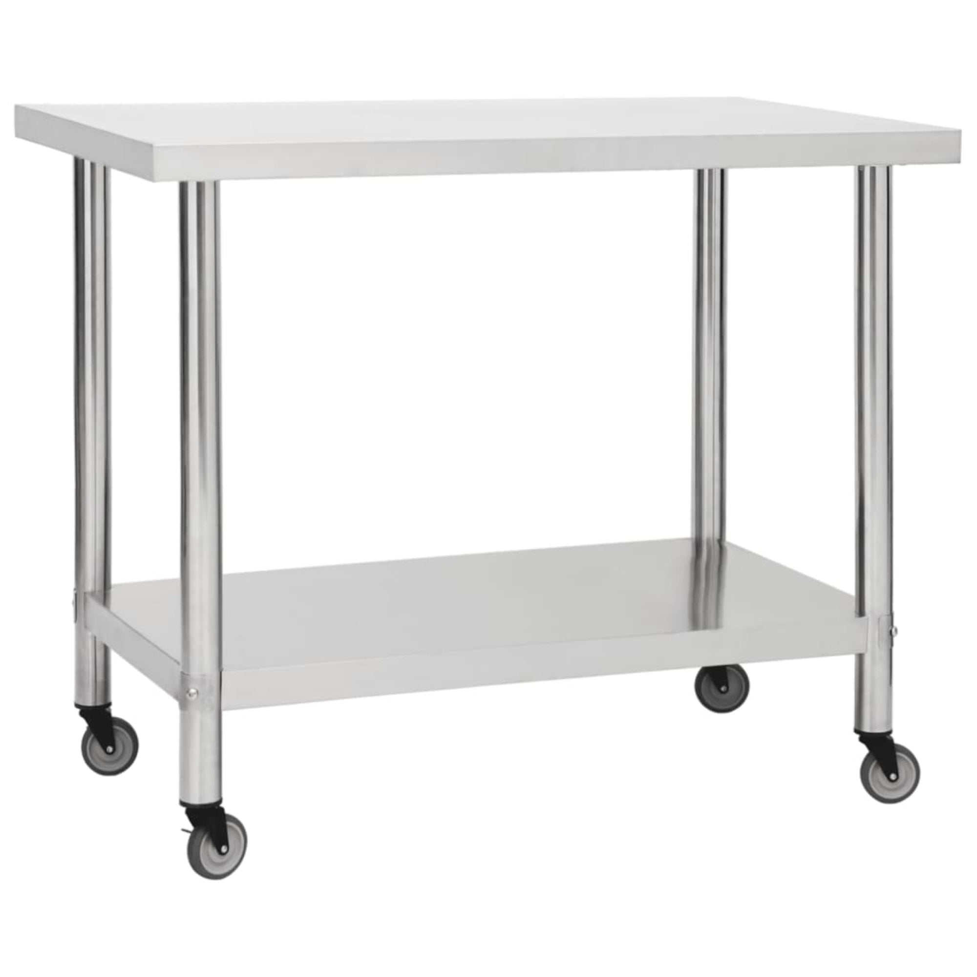 Vidaxl Kitchen Work Table With Wheels 39.4'X17.7'X33.5' Stainless Steel