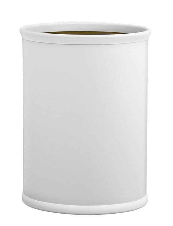 Contempo White 14 Inches Oval Waste Basket White Bumper
