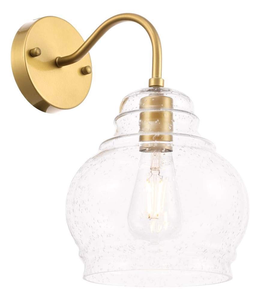 Elegant Lighting Living District Indoor Modern Home Decorative Bright Ceiling Pierce 1 Light Brass And Clear Seeded Glass Wall S
