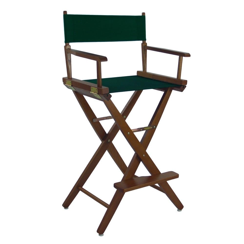 Extra-Wide Premium 30  Directors Chair Mission Oak Frame W/Hunter Green Color Cover